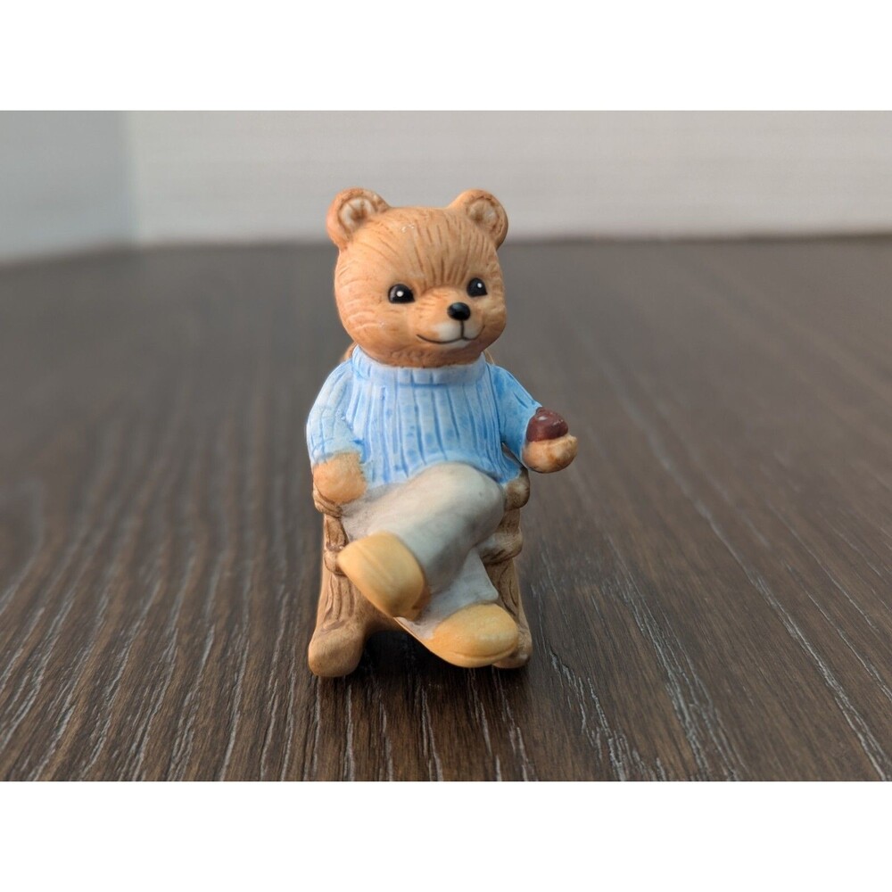 Vintage HOMCO 1470 Grandpa Bear Porcelain Figurine Rocking Chair Pipe 2inches